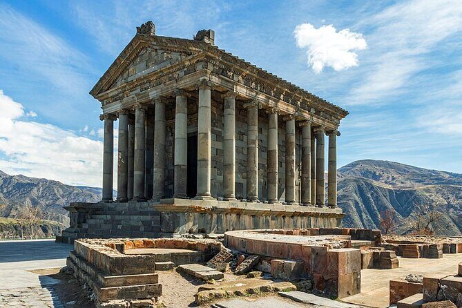 Private tour to Garni temple, Geghard Monastery, Symphony of Stones - Charents Arch: Ararat views from a platform inside the monument